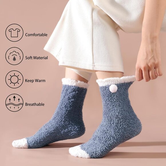 5 Pairs Fuzzy Socks for Women, Winter Warm Womens Super Soft Cozy Socks - Picture 2 of 7